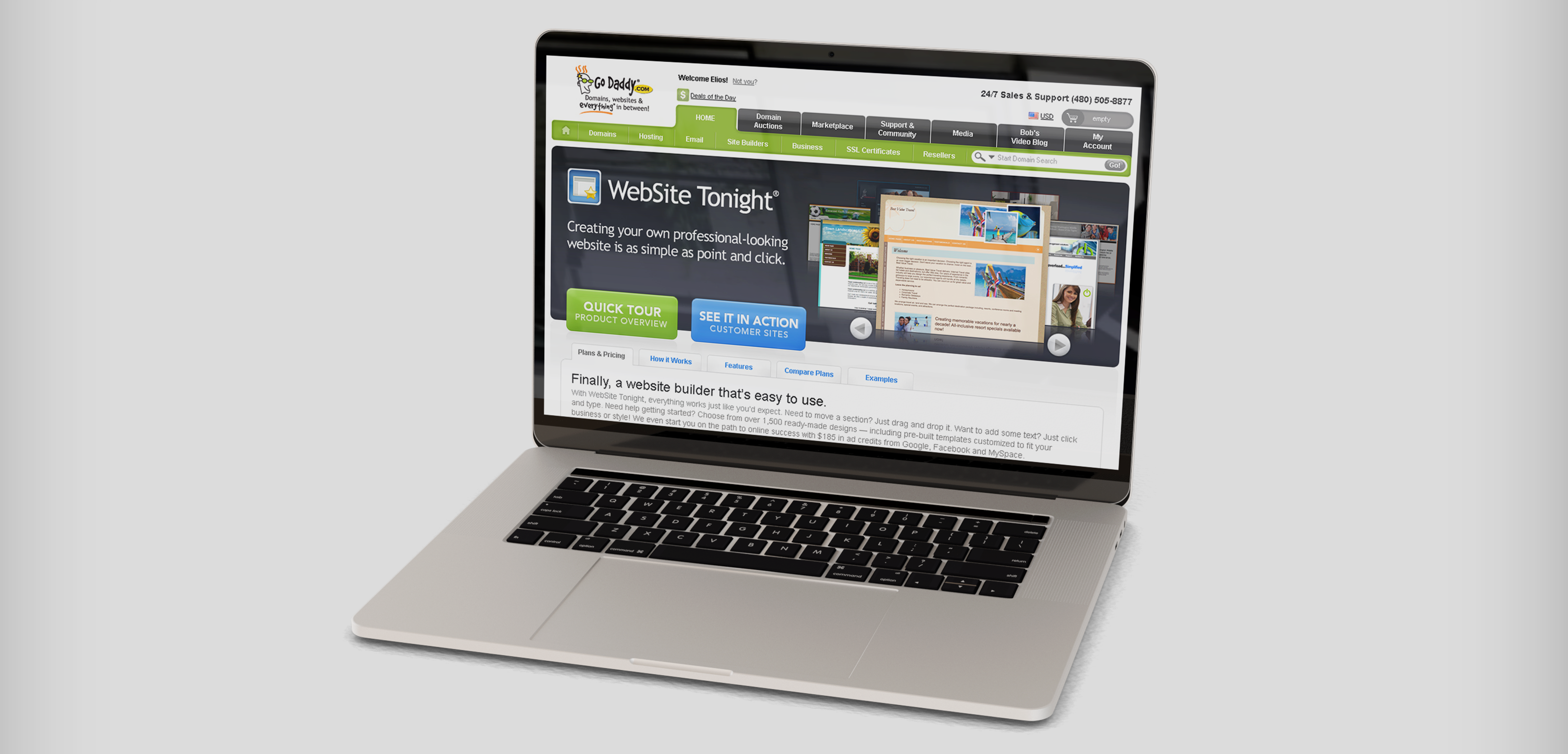 Go Daddy product page